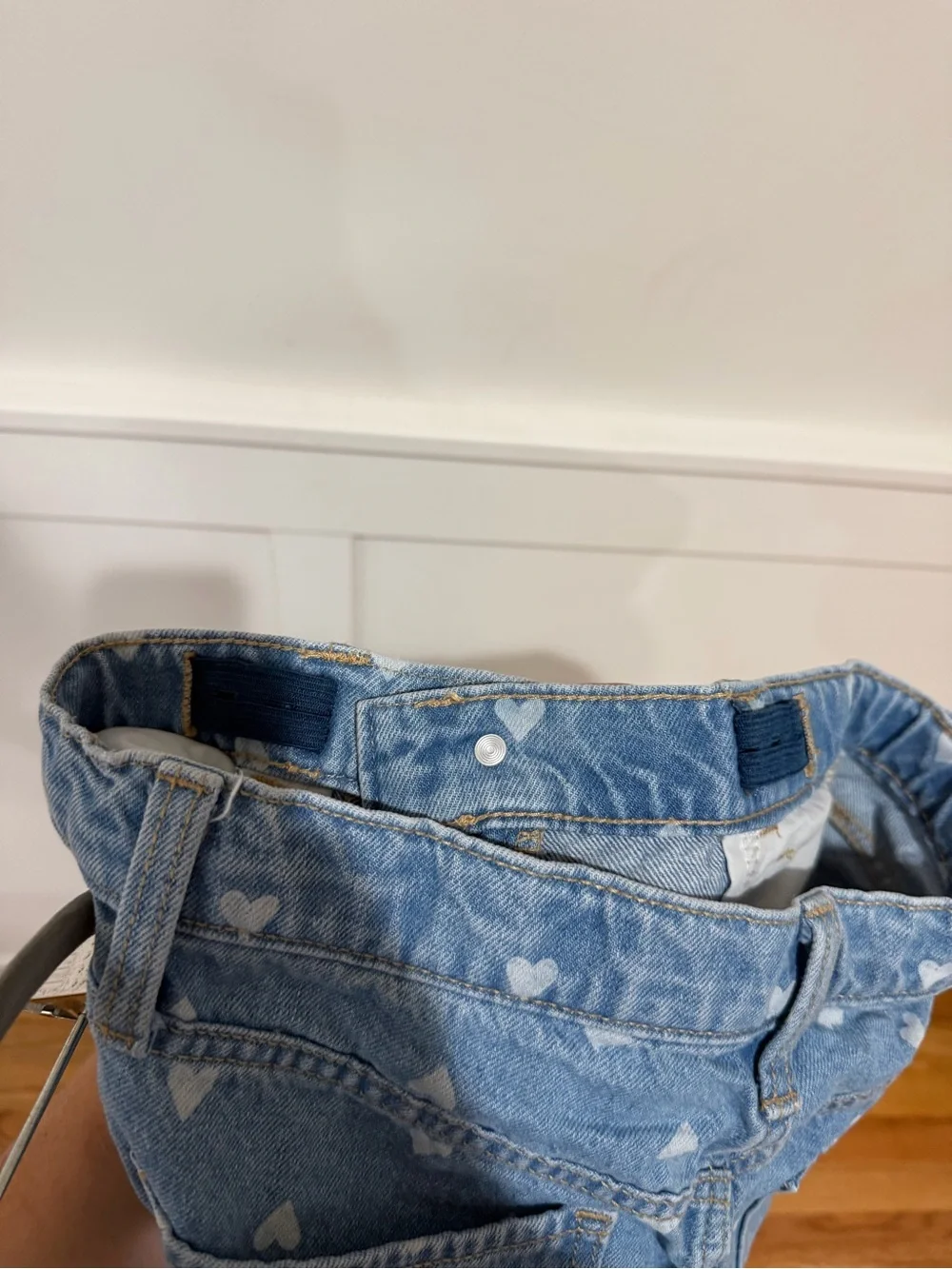 Old Navy denim Heart Print Straight-Leg Jeans, girls 14